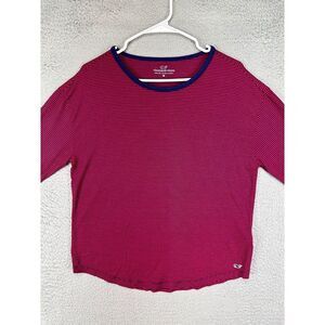 Vineyard Vines Shirt Womens Medium M Red Striped Long Sleeve Tee Casual Ladies‎